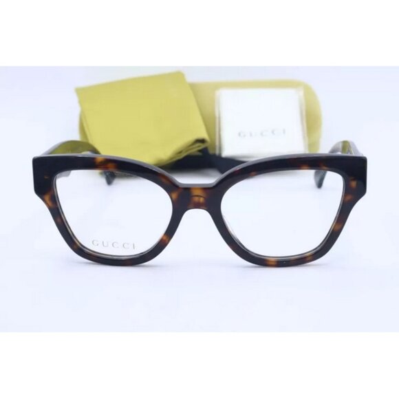 New Authentic Gucci GG1424O 002 XS Tortoise Cat Eye Eyeglasses Clear Lenses 50mm - Picture 3 of 6